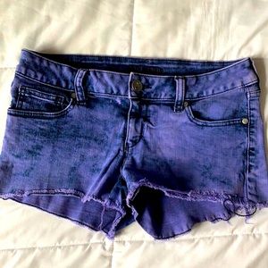 Purple distressed denim jean shorts size 5 juniors